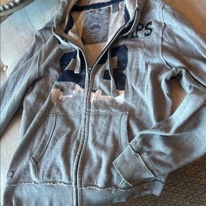 Slate Wilder Vintage Men’s 93 Grey Navy Trim Zip Hoodie Size XXL